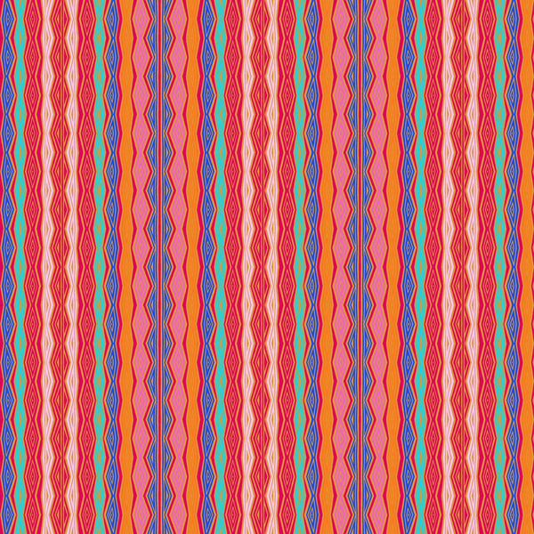 Fantasticats Geo Stripe by - the - yard - Orange - Laurel Burch Studios