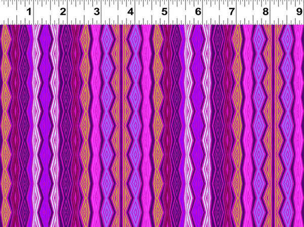 Fantasticats Geo Stripe by - the - yard - Purple - Laurel Burch Studios