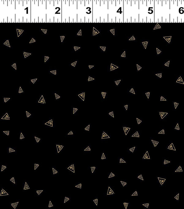 Fantasticats Gold Triangles by - the - yard - Black - Laurel Burch Studios