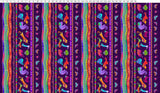 Fantasticats Pictorial Stripe by - the - yard - Dark Purple - Laurel Burch Studios