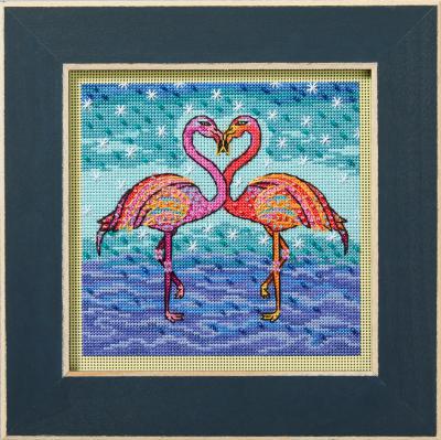 Flowering Flamingos Cross Stitch Kit - Laurel Burch Studios