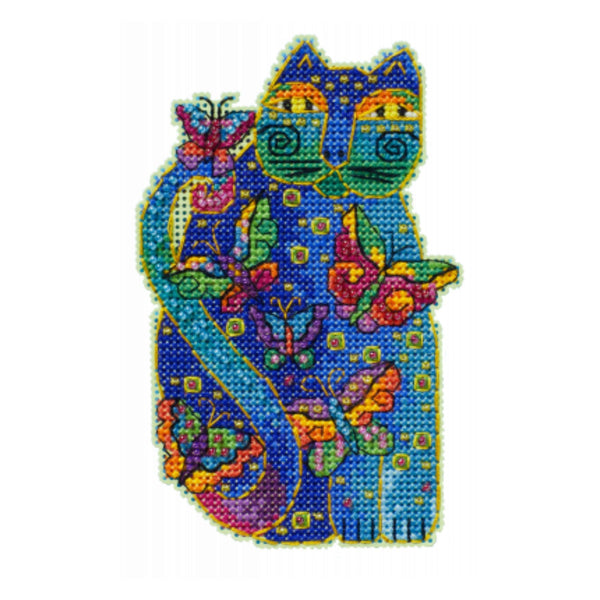 Flutterbye Cat Cross Stitch Kit - Laurel Burch Studios