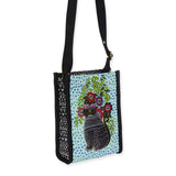 Kitty Noir In Blossoms Neoprene Crossbody - Laurel Burch Studios