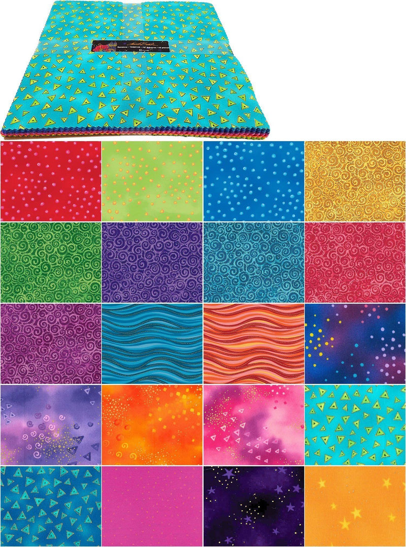 Rainbow 10" Quilting Fabric Squares - Laurel Burch Studios