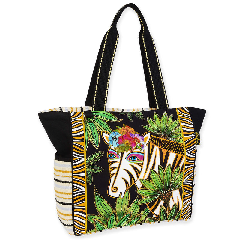 Zahara Zebra Large Shoulder Tote - Laurel Burch Studios