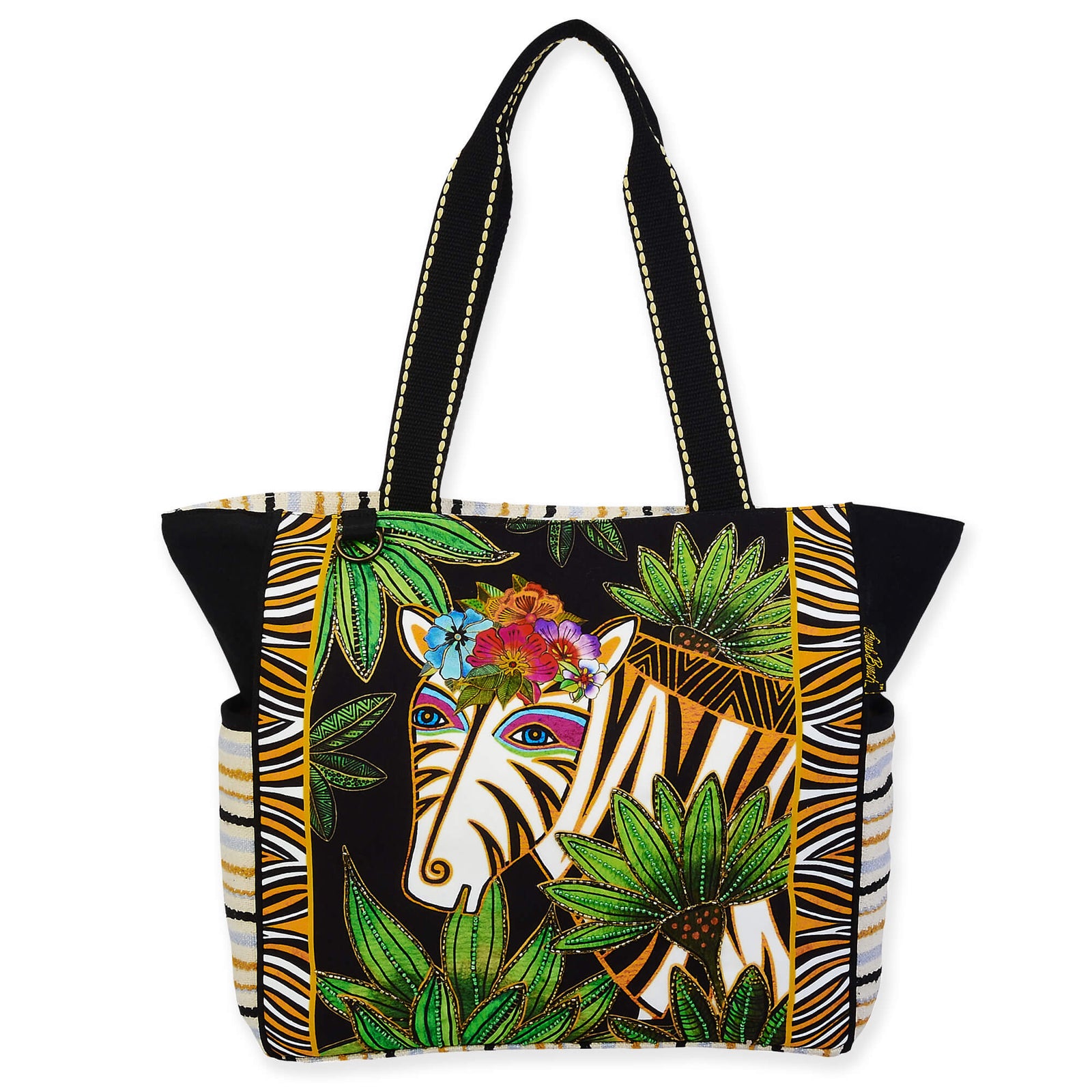 Zahara Zebra Large Shoulder Tote Laurel Burch Studios