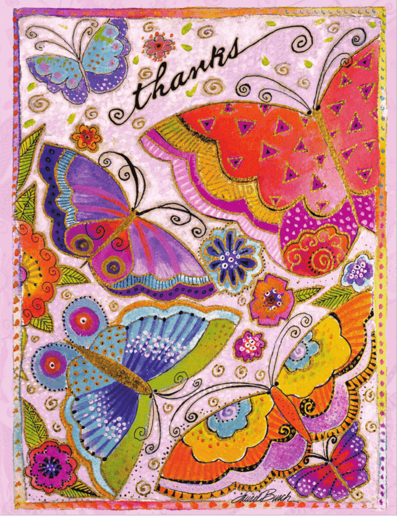 8 Butterflies Thank You Cards & Envelopes Set - Laurel Burch Studios