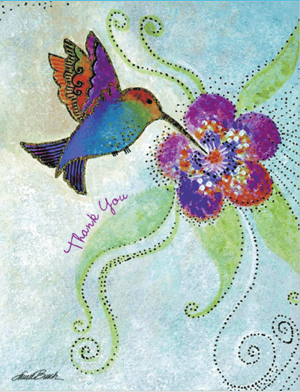 8 Hummingbird Thank You Cards & Envelopes Set - Laurel Burch Studios