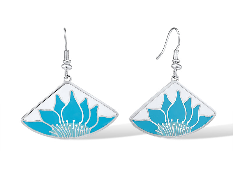Lotus Earrings - Turquoise/Silver-Jewelry-Laurel Burch Jewelry-Laurel Burch Studios