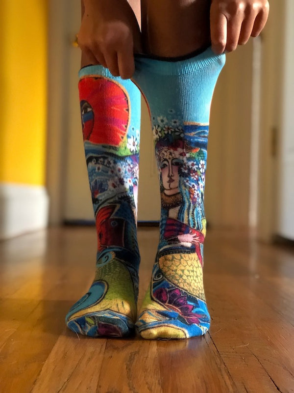 Women's Juliette Crew Socks - 360° PRINT TECHNOLOGY-Women's Socks-K. Bell Socks-Laurel Burch Studios