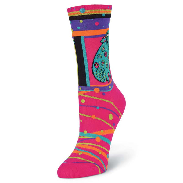 Women's Matisse Crew Socks - Pink-Women's Socks-K. Bell Socks-Laurel Burch Studios