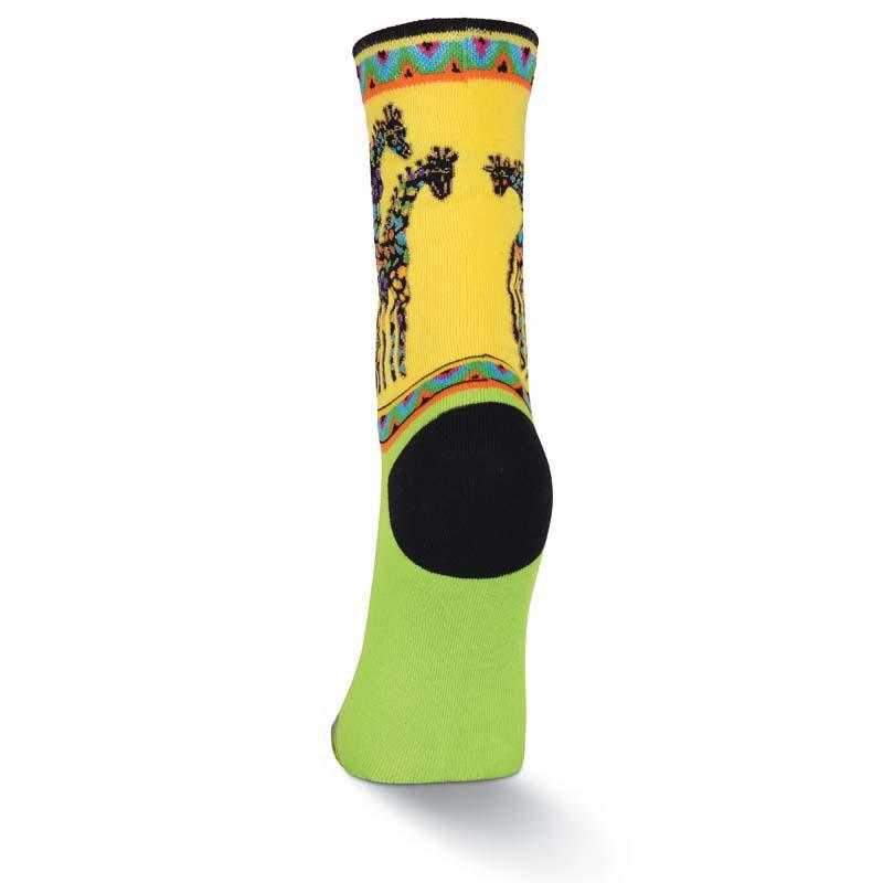 Women's Rainbow Giraffes Crew Socks - Green-Women's Socks-K. Bell Socks-Laurel Burch Studios