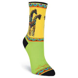 Women's Rainbow Giraffes Crew Socks - Green-Women's Socks-K. Bell Socks-Laurel Burch Studios