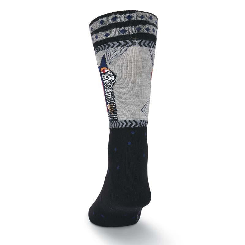 Men's Native Cat Crew Socks - Black-Men's Socks-K. Bell Socks-Laurel Burch Studios
