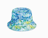 Batik Hearts Reversible Bucket Hat - Blue/Green - Laurel Burch Studios