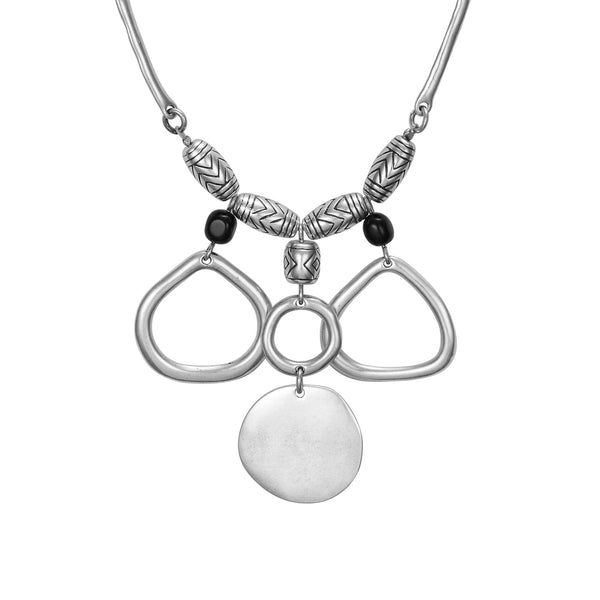 Belvedere Necklace - Silver/Black Beads - Laurel Burch Studios