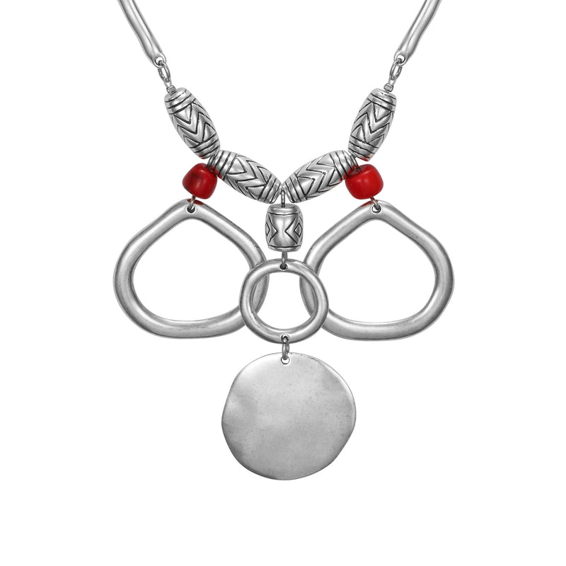 Belvedere Necklace - Silver/Red Beads - Laurel Burch Studios