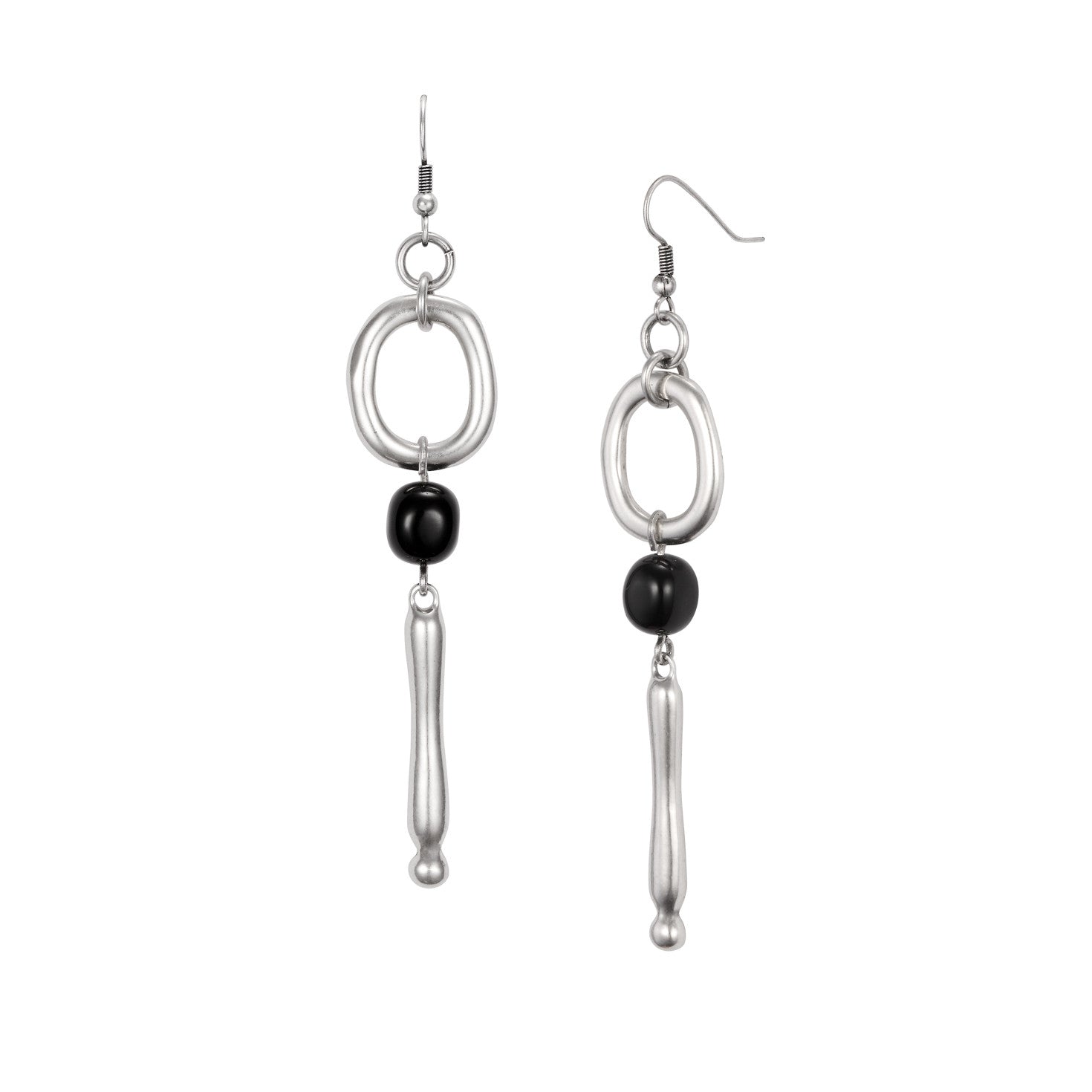 Beulah Dangle Earrings | Silver/Black Beads | Laurel Burch Studios