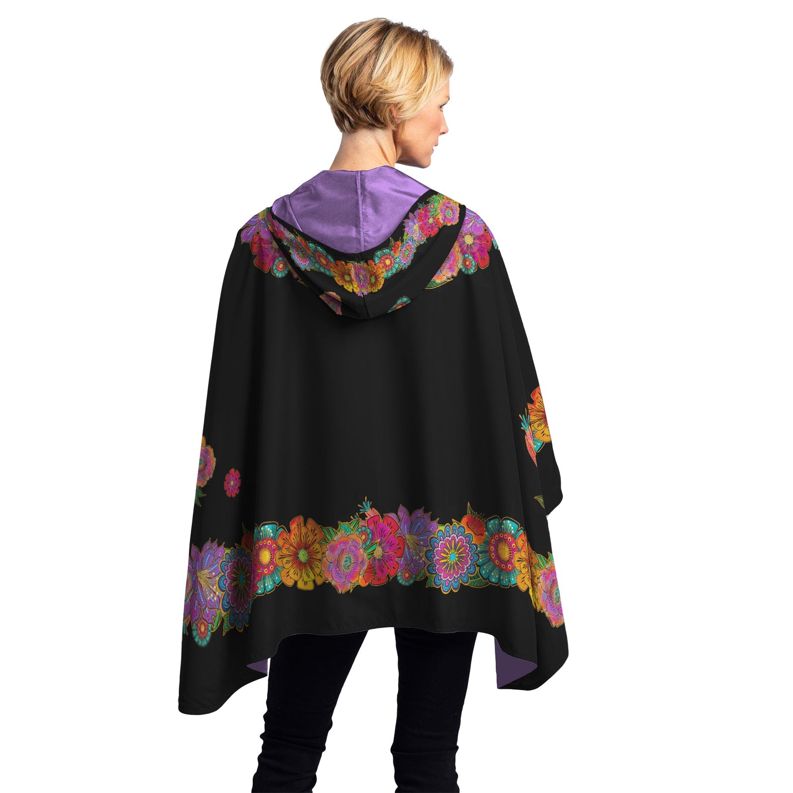 Blooms Reversible Hooded Rain Cape | Laurel Burch Studios