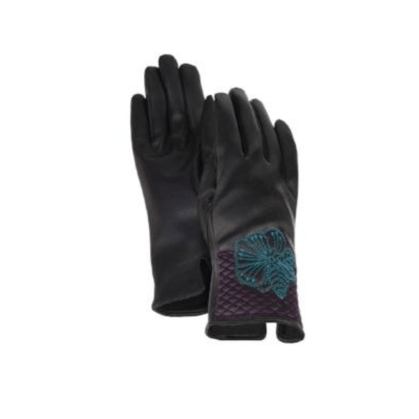 Blossom Cuff Gloves - Blue/Black - Laurel Burch Studios