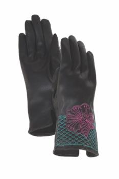 Blossom Cuff Gloves - Magenta/Black - Laurel Burch Studios