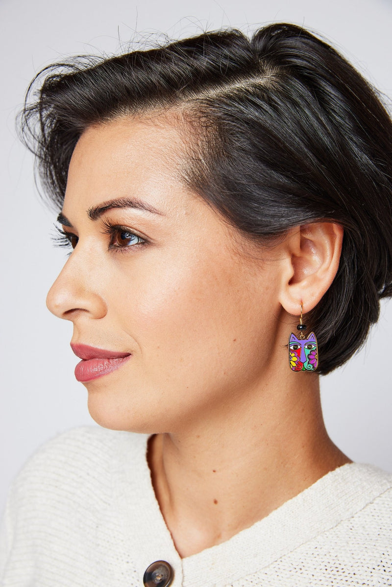 Blossoming Cat Drop Earrings - Laurel Burch Studios