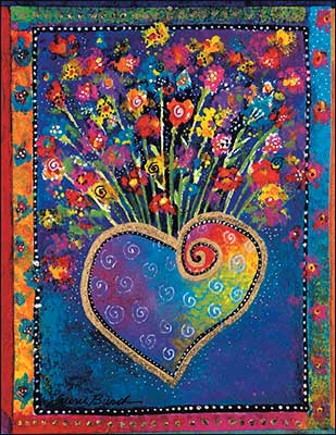 Blossoming Heart Birthday Card - Single - Laurel Burch Studios
