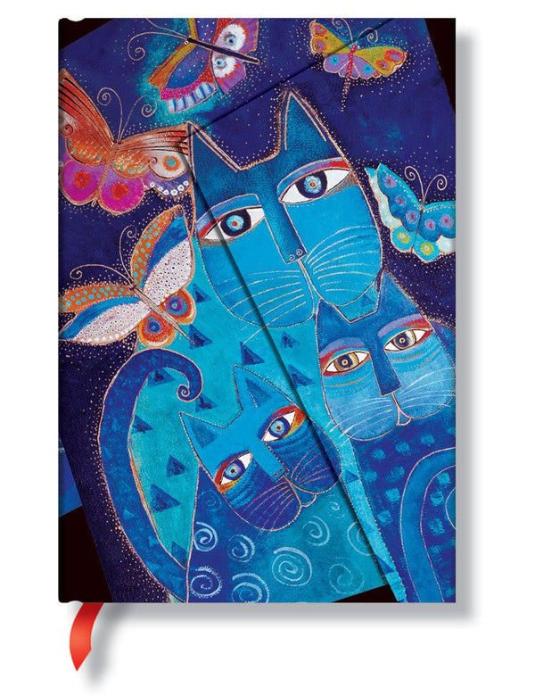 Blue Cats & Butterflies Hardcover Midi Journal - Lined - Laurel Burch Studios