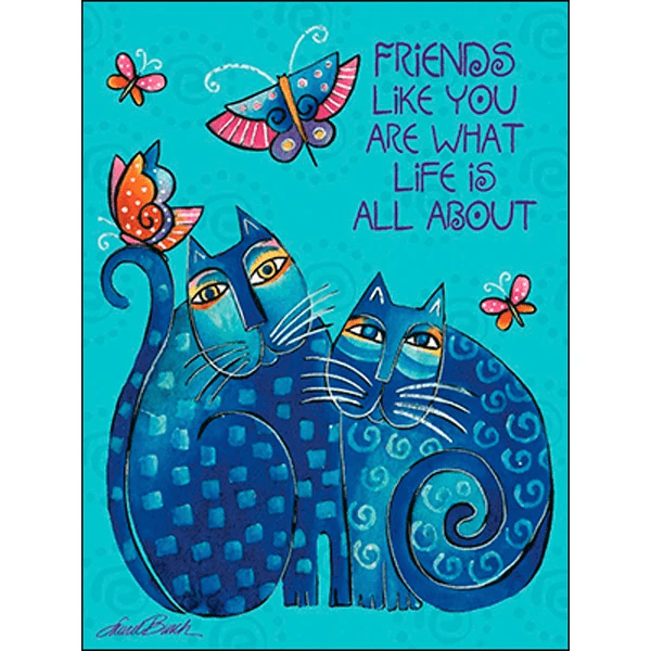 Blue Cats Friendship Card - Single - Laurel Burch Studios