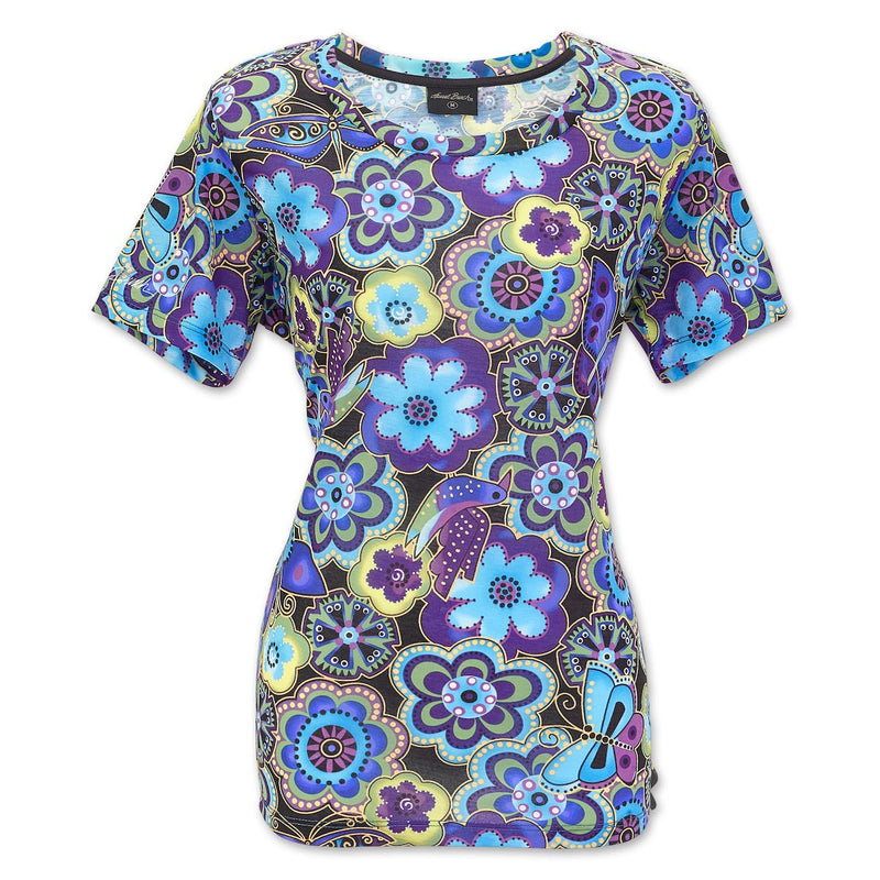 Blue Florals Women's T-Shirt - Laurel Burch Studios