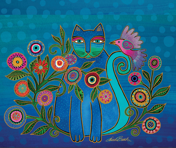 Cerulean Cat Friendship Card - Single - Laurel Burch Studios