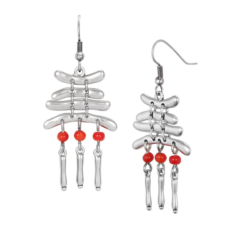 Cole Earrings - Silver/Red Beads - Laurel Burch Studios