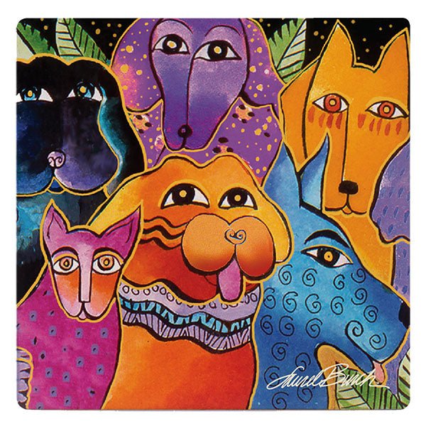 Dog and Doggies Coasters - Set of 4 - Laurel Burch Studios