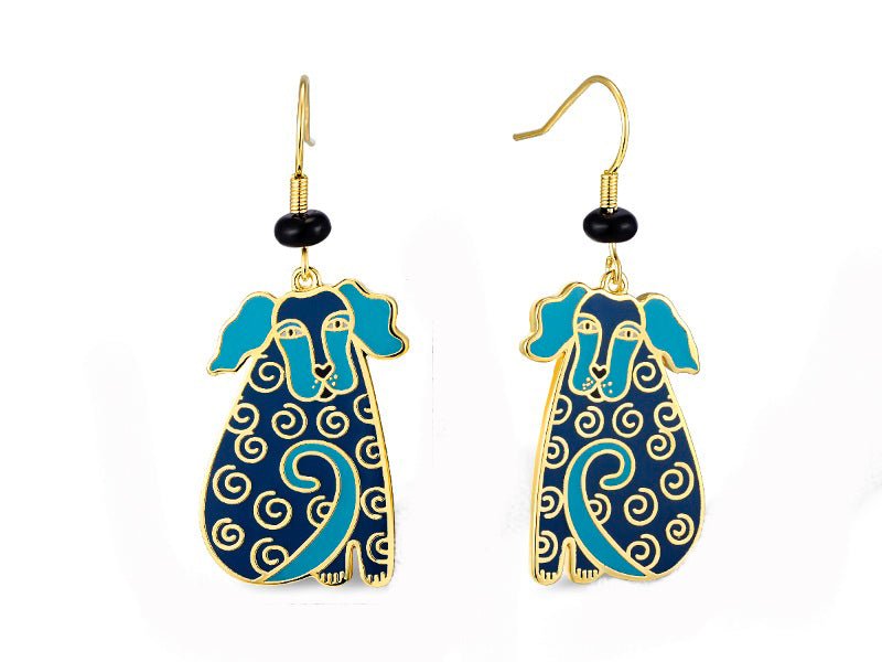 Dog Tales Earrings - Blue - Laurel Burch Studios