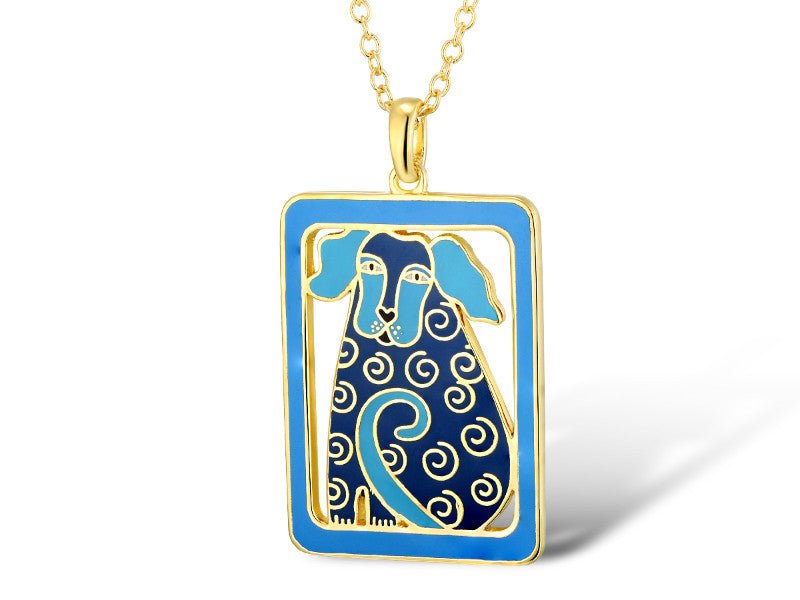 Dog Tales Necklace | Gold Cloisonné | Laurel Burch Studios