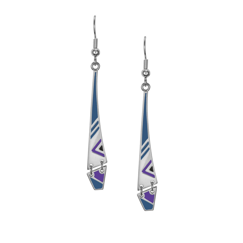 Edon Dangle Earrings - Silver/Blue/Purple - Laurel Burch Studios
