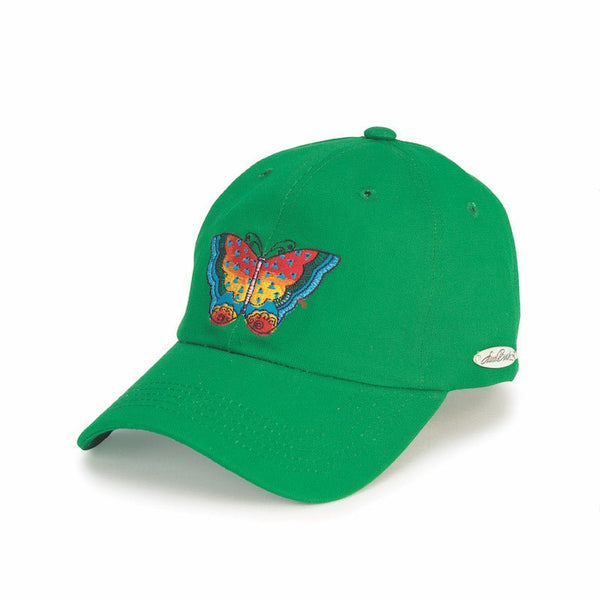 Embroidered Butterfly Cap - Green - Laurel Burch Studios