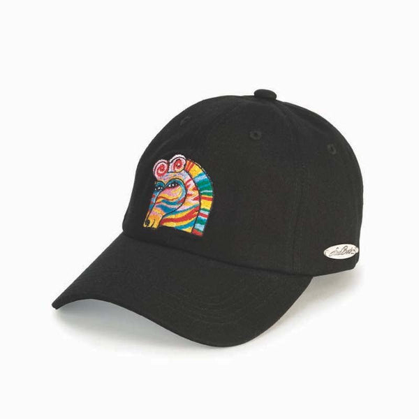 Embroidered Rainbow Zebra Cap - Black - Laurel Burch Studios