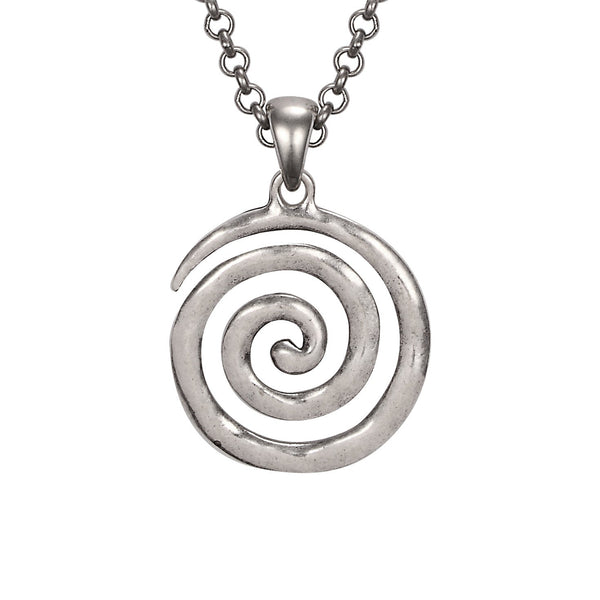 Silver Spiral Necklace Sterling Eternity Pendant Hammered