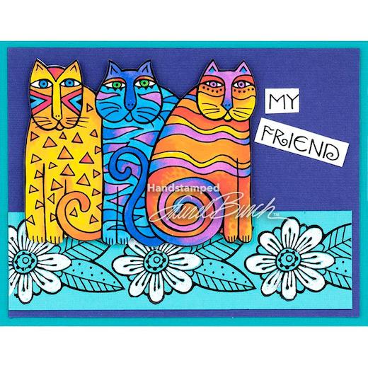 Feline Blooms Cling Rubber Stamps Set - Laurel Burch Studios