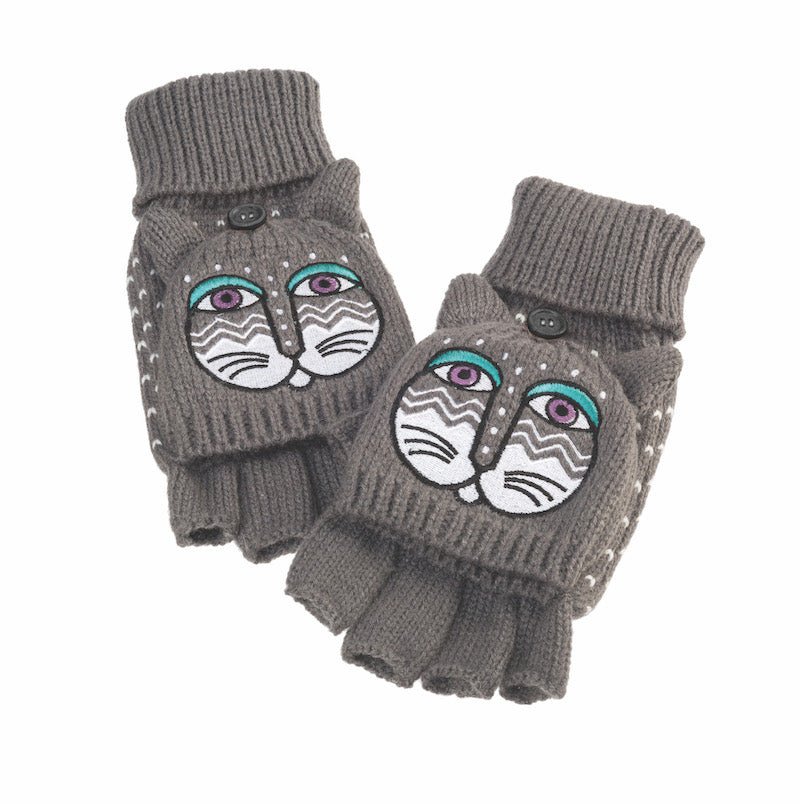 Feline Flip Mittens - Grey - Laurel Burch Studios