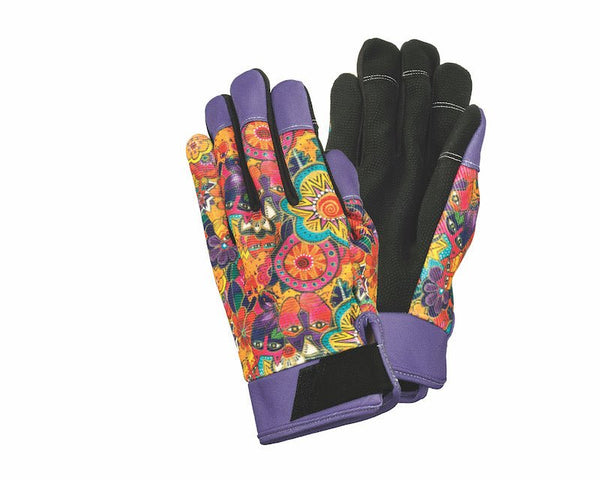 Feline Garden Work Gloves - Lavender/Black - Laurel Burch Studios