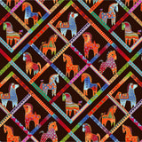 Fiesta Horses Diamond Horses By-The-Yard - Dark Brown Metallic - Laurel Burch Studios