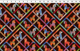Fiesta Horses Diamond Horses By-The-Yard - Dark Brown Metallic - Laurel Burch Studios