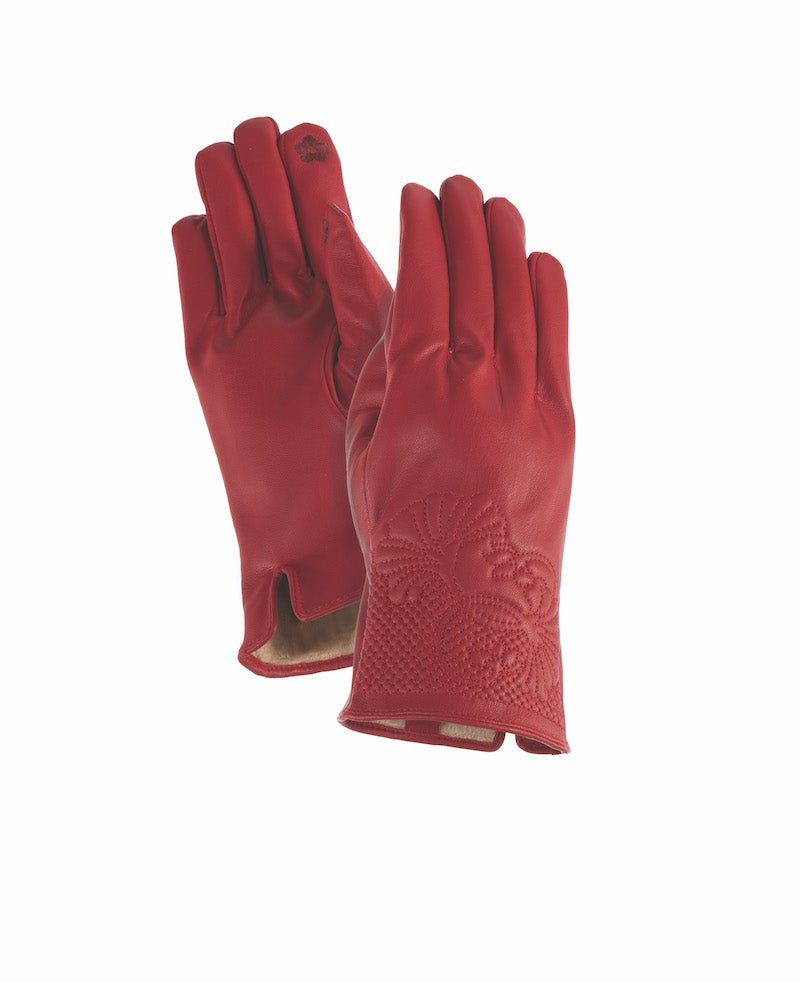 Floral Cuff Gloves - Red/Black - Laurel Burch Studios