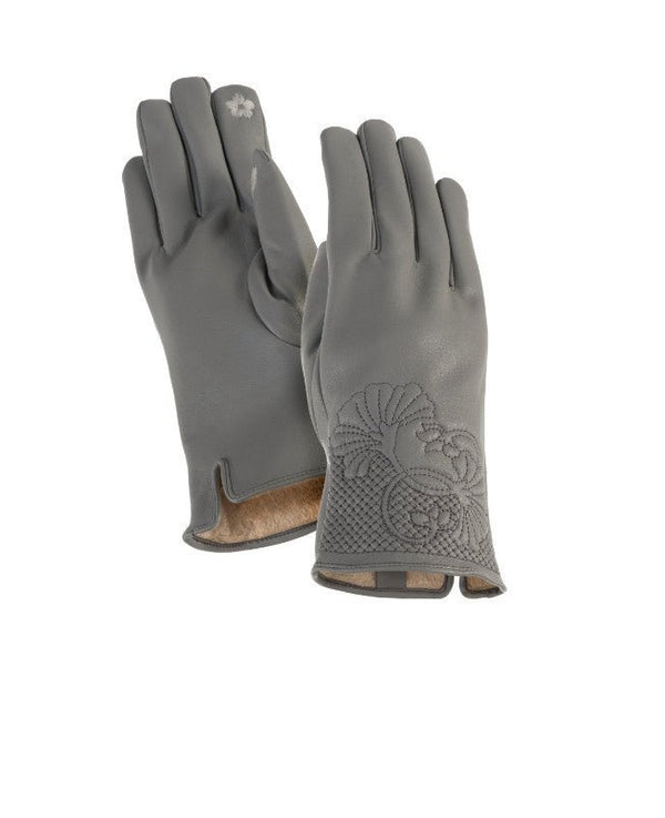 Floral Cuff Touchscreen Gloves - Grey - Laurel Burch Studios