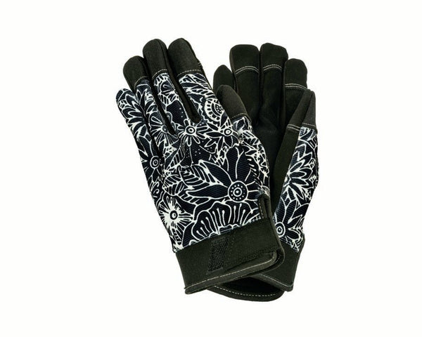 Floral Work Gloves - Black/White - Laurel Burch Studios