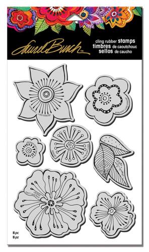 Flower Blosssom Cling Rubber Stamps Set - Laurel Burch Studios