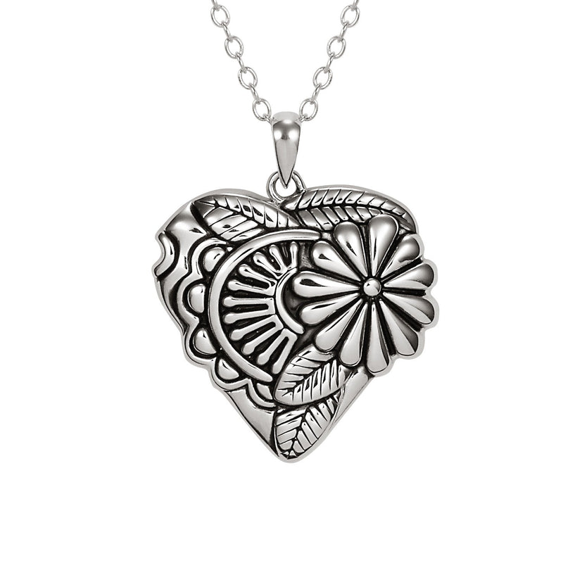 Flowering Heart Necklace - Sterling Silver - Laurel Burch Studios