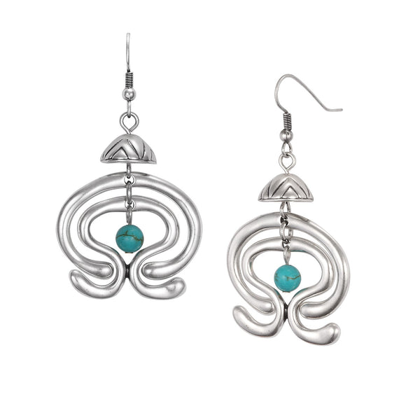 Haight Dangle Earrings - Silver/Turquoise Beads - Laurel Burch Studios